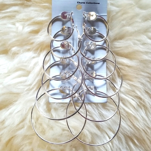 It girl Jewelry - 3 for $15 Silver Hoop Earring Set 6 pcs